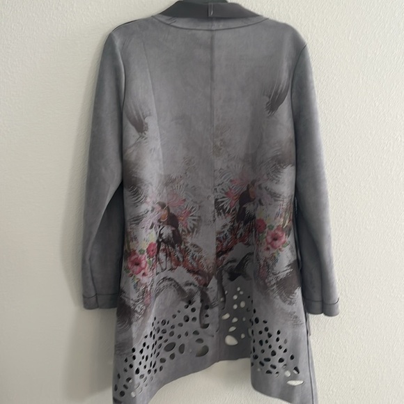 Kamana Floral Watercolor Bird Print Boho Jacket Size M - Picture 7 of 9